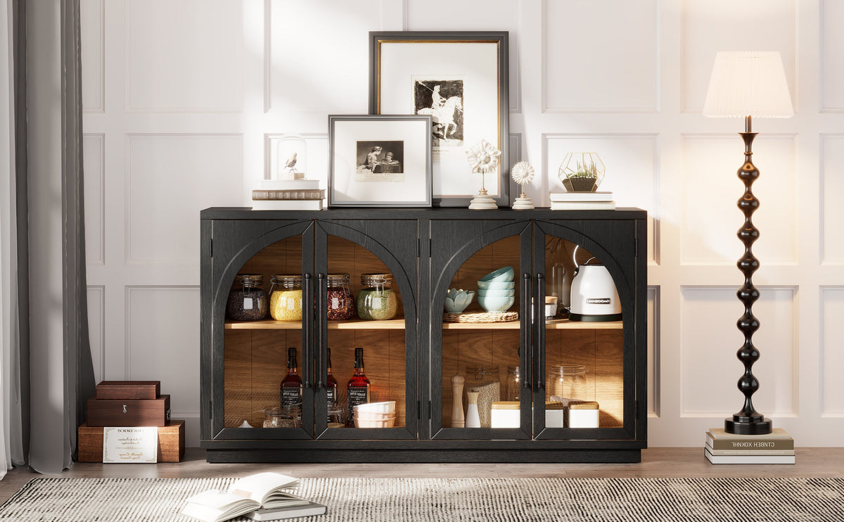 Glass Door Sideboard with Arched Cabinet