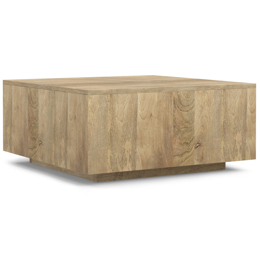 A light brown wooden side table with visible grain and rounded corners, on a neutral background.