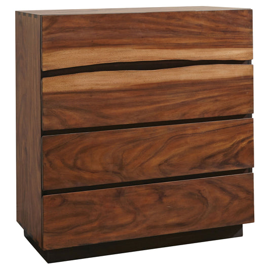 4-drawer chest, Smokey Walnut finish, natural wood tones, clean white background
