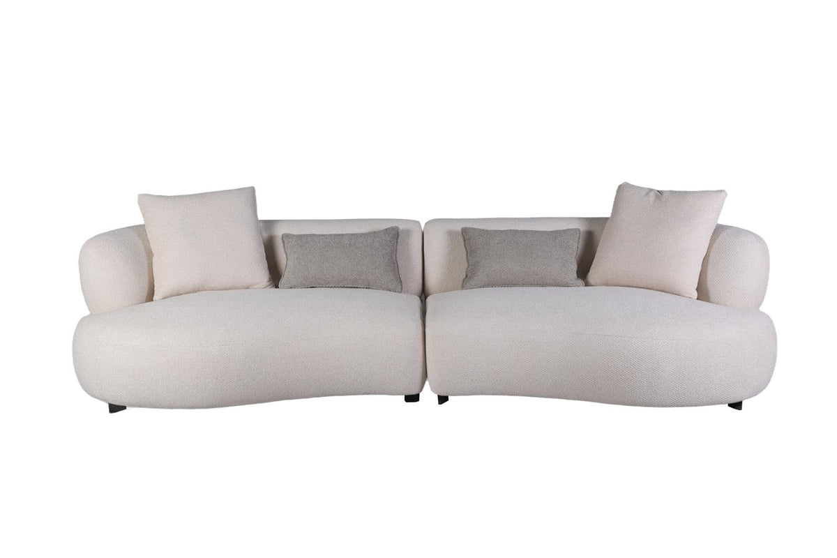 Upholstered Curved Sectional Sofa Four Seats, cream, view 5