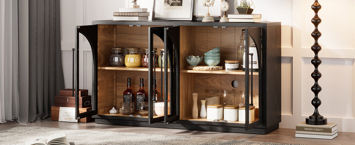 Glass Door Sideboard with Arched Cabinet