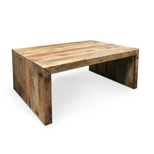 Mango Wood Coffee Table with visible texture and natural tones set against a white background.