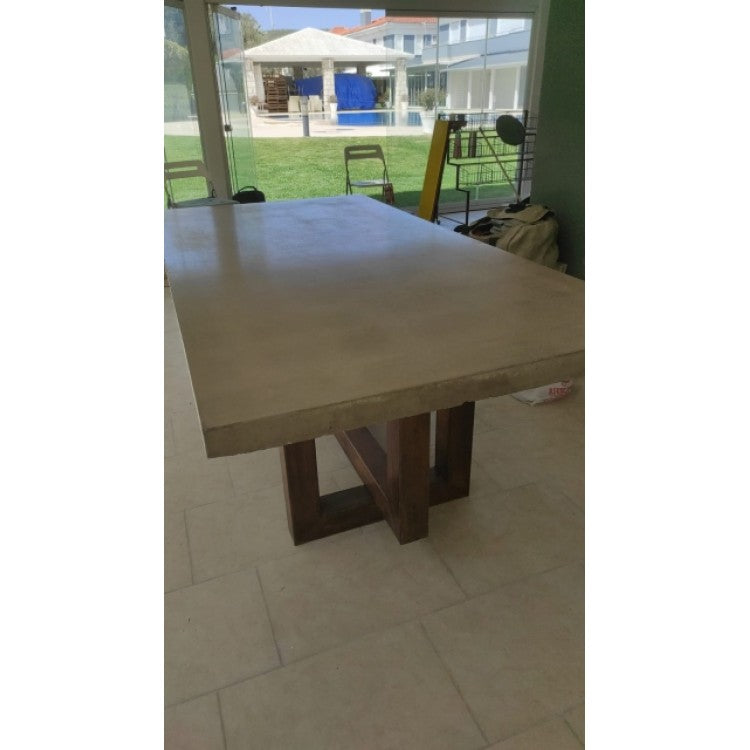 Lightweight Concrete Rectangular Dining Table 39x110 - Pine Legs Industrial Design