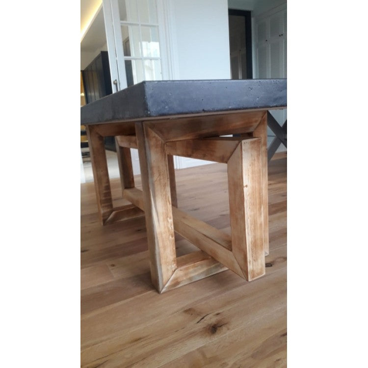 Lightweight Concrete Rectangular Dining Table - Industrial Style with Wood 39x94.5