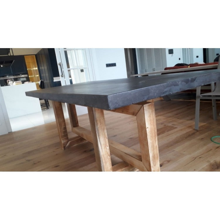 Lightweight Concrete Rectangular Dining Table Modern Industrial 35.5 x 71 inches