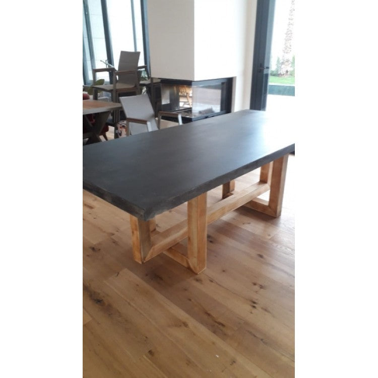 Lightweight Concrete Rectangular Dining Table Modern Industrial 35.5 x 71 inches