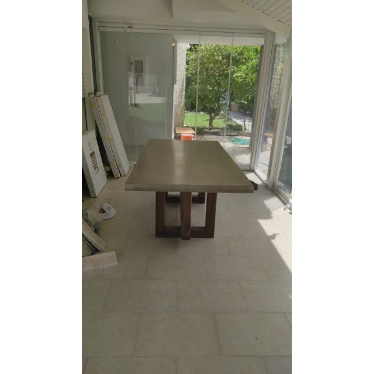 Lightweight Concrete Rectangular Dining Table Modern Industrial 35.5 x 71 inches