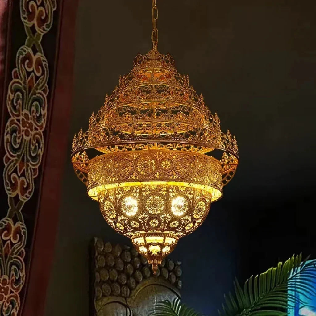 Bohemian Retro Golden Iron Chandelier Luxury Pendant Light