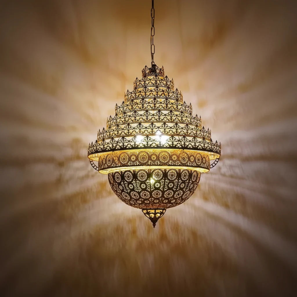 Bohemian Retro Golden Iron Chandelier Luxury Pendant Light