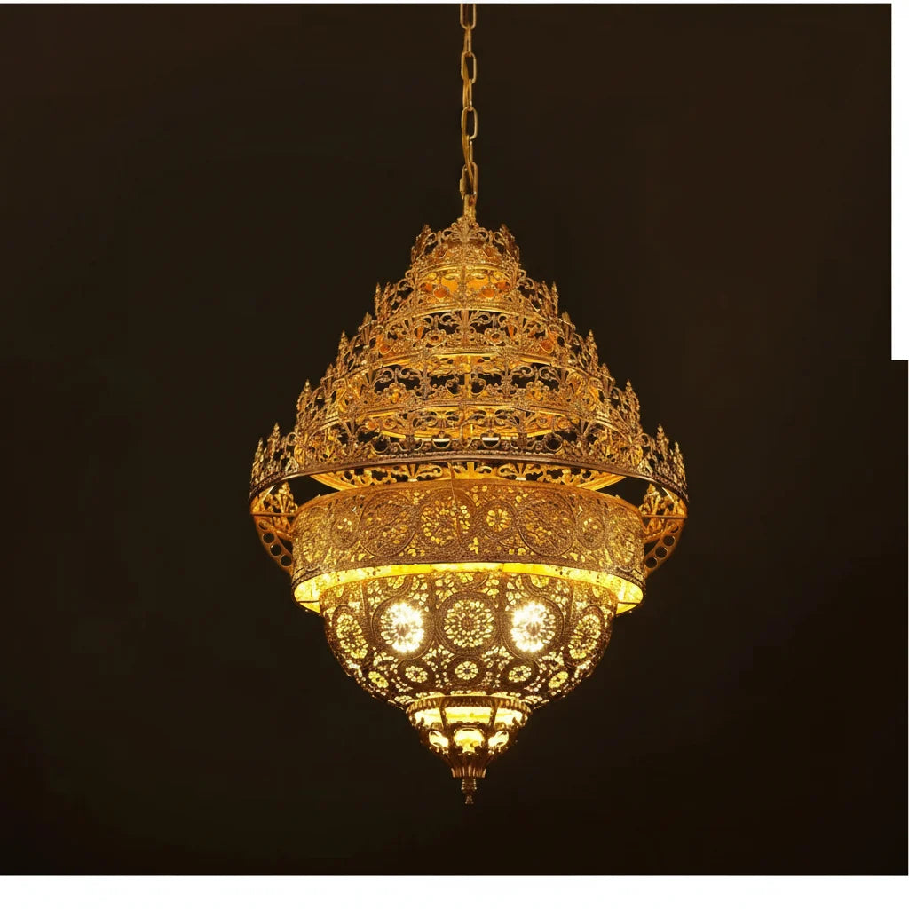 Bohemian Retro Golden Iron Chandelier Luxury Pendant Light