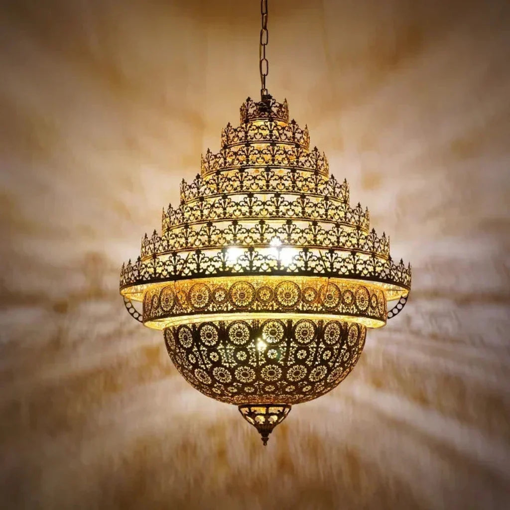 Bohemian Retro Golden Iron Chandelier Luxury Pendant Light