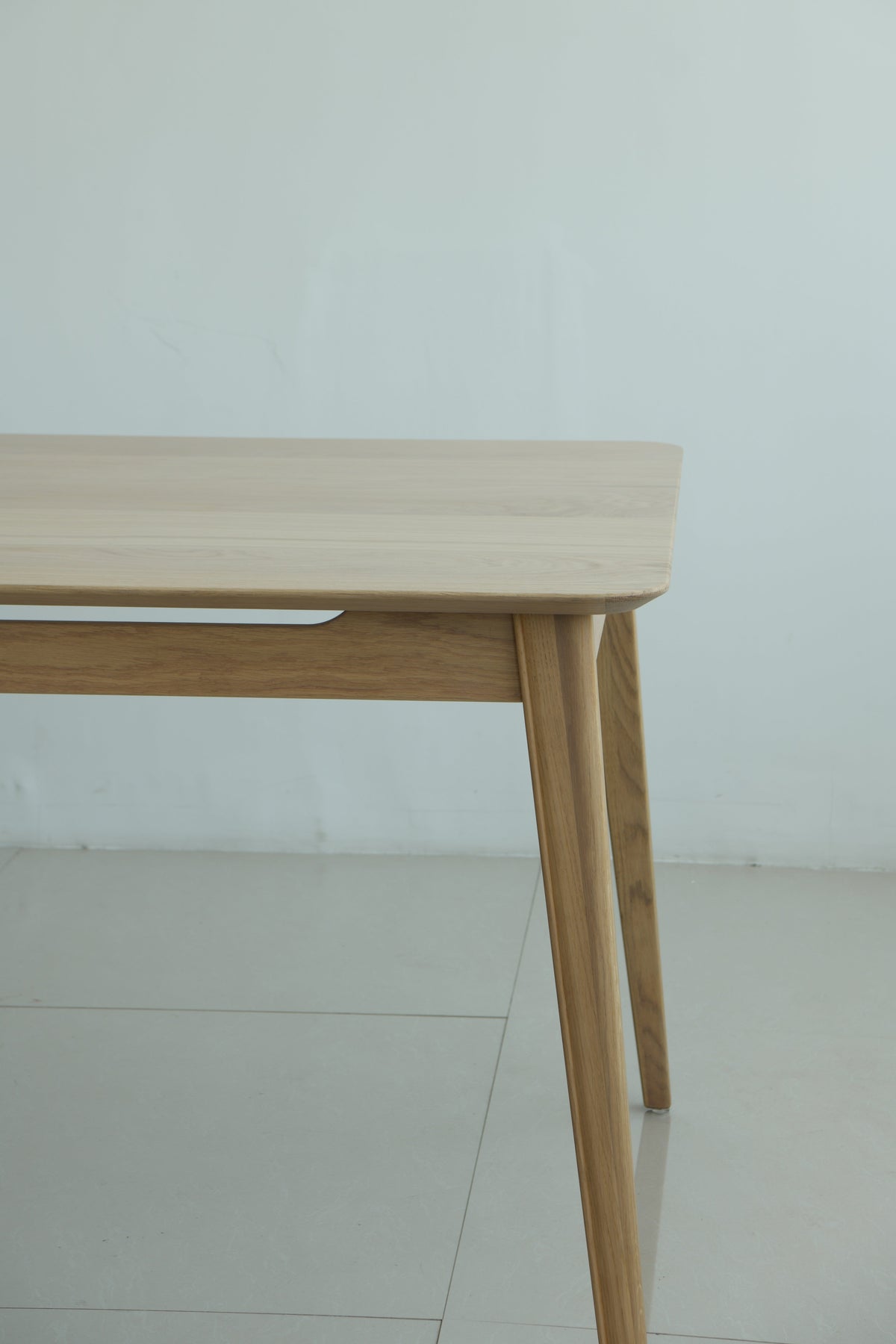 Solid Oak Dining Set Tapered Legs Leather Seats, oak, view 4