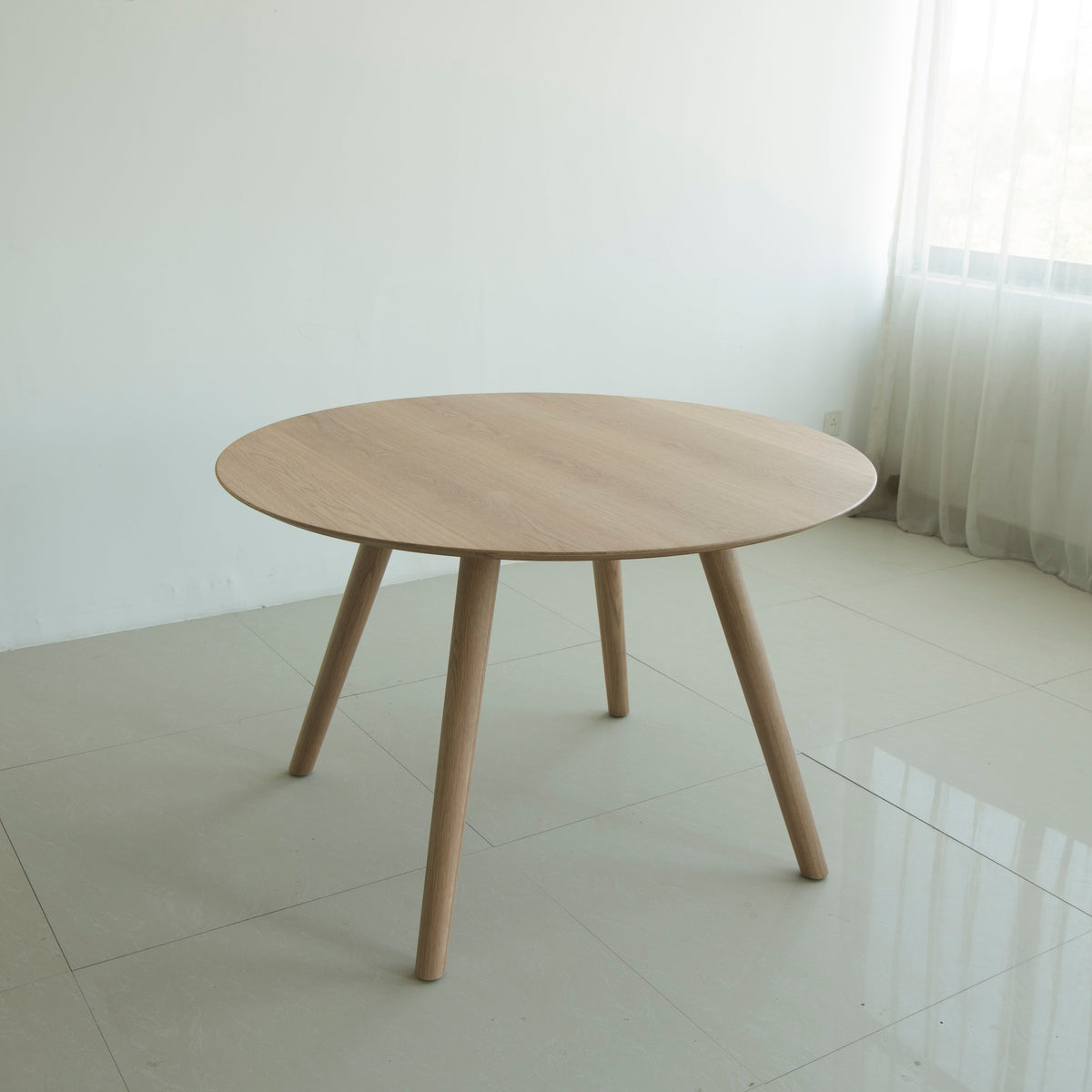 Solid Oak Round Dining Set Four Arm Chairs, oak, view 5