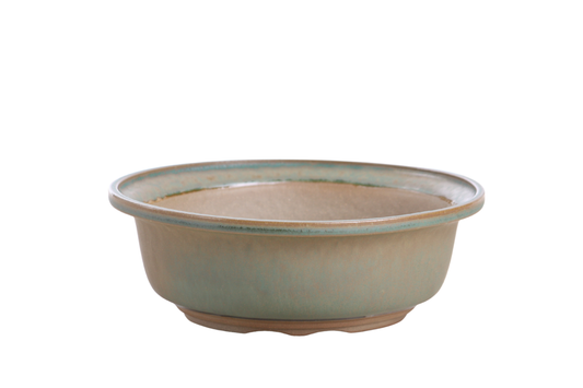 Round ceramic bonsai pot 7 inch Speckled Moss