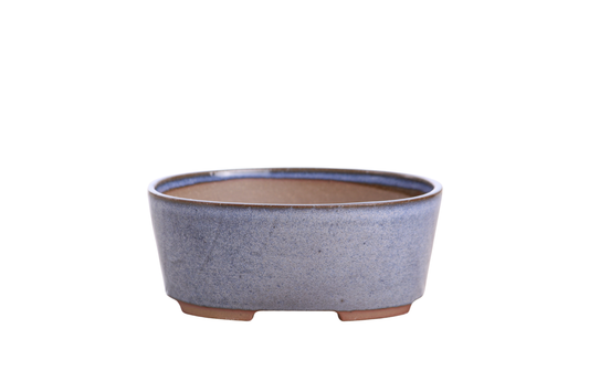 Oval ceramic bonsai pot 6 inch Denim
