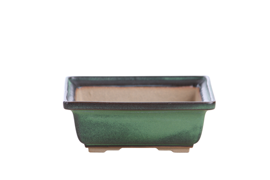 Square ceramic bonsai pot 6 inch Avocado