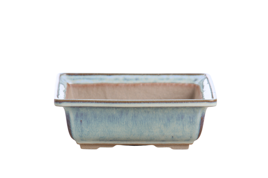 Square ceramic bonsai pot 7 inch Glacier