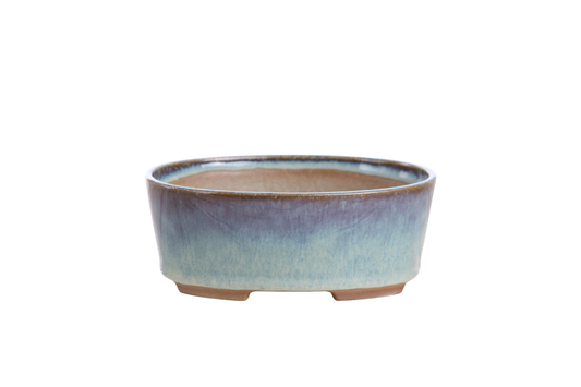 Oval ceramic bonsai pot 5 inch Glacier