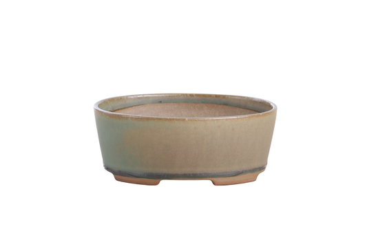 Oval ceramic bonsai pot 5 inch Speckled Moss