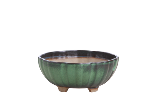Round ceramic bonsai pot 5.5 inch Avocado