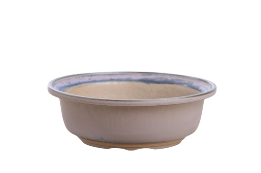 Round ceramic bonsai pot 7 inch Ocean — Accentuated Rim