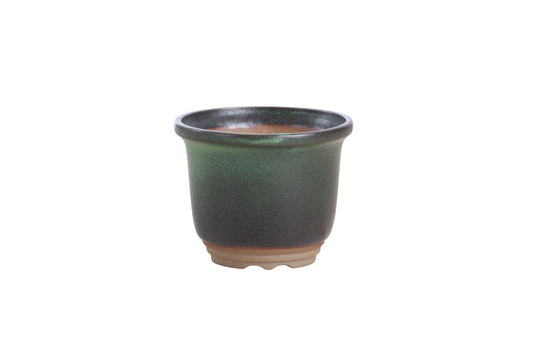 Round ceramic bonsai pot 4 inch Avocado