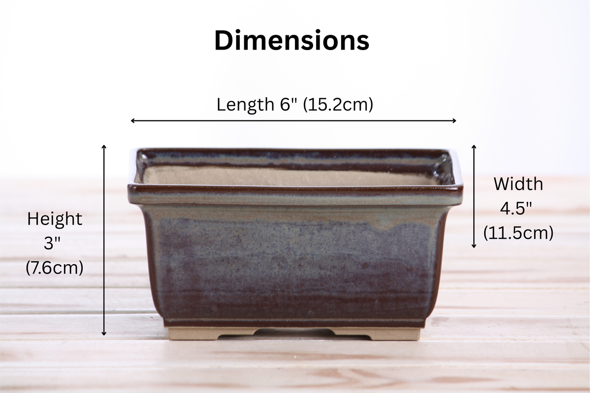 Rectangular ceramic bonsai pot 6 inch Starry Night — view 4
