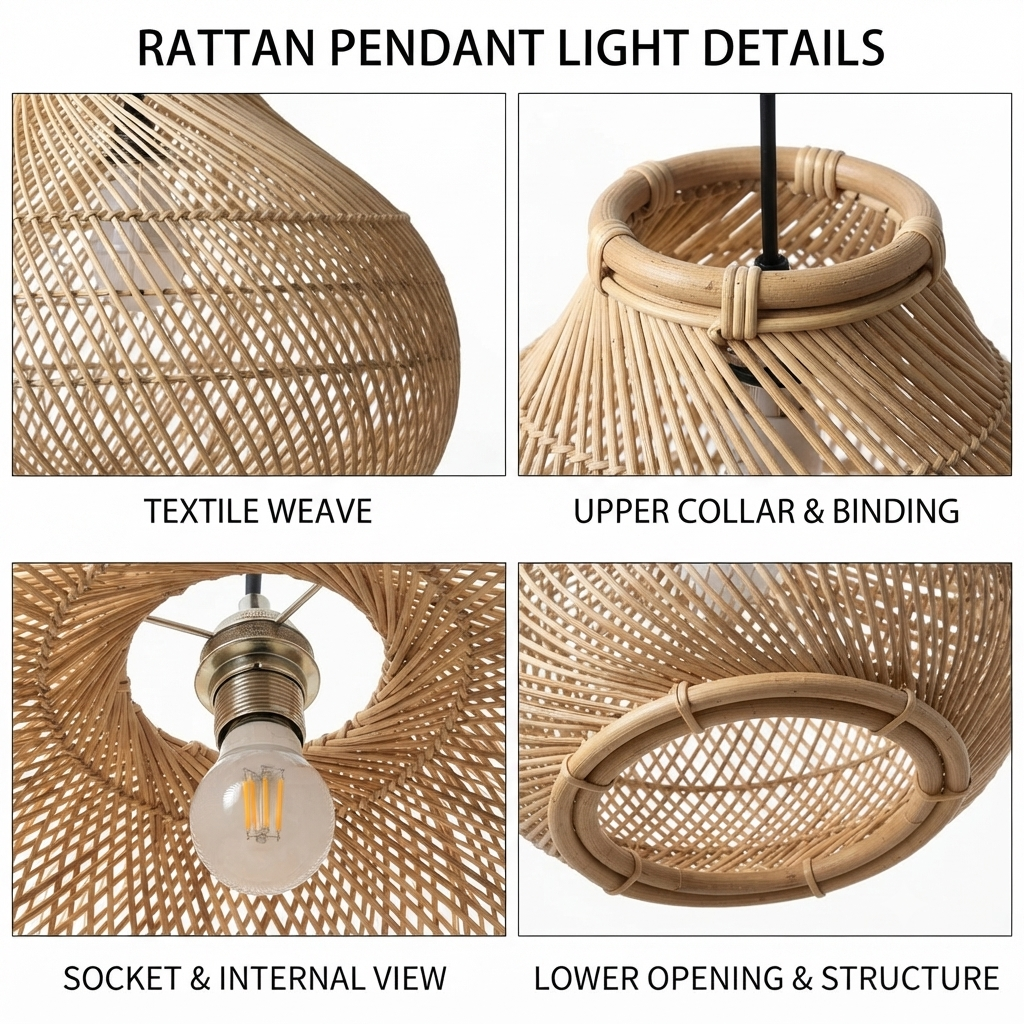Onion Lattice Weave Rattan Pendant Light