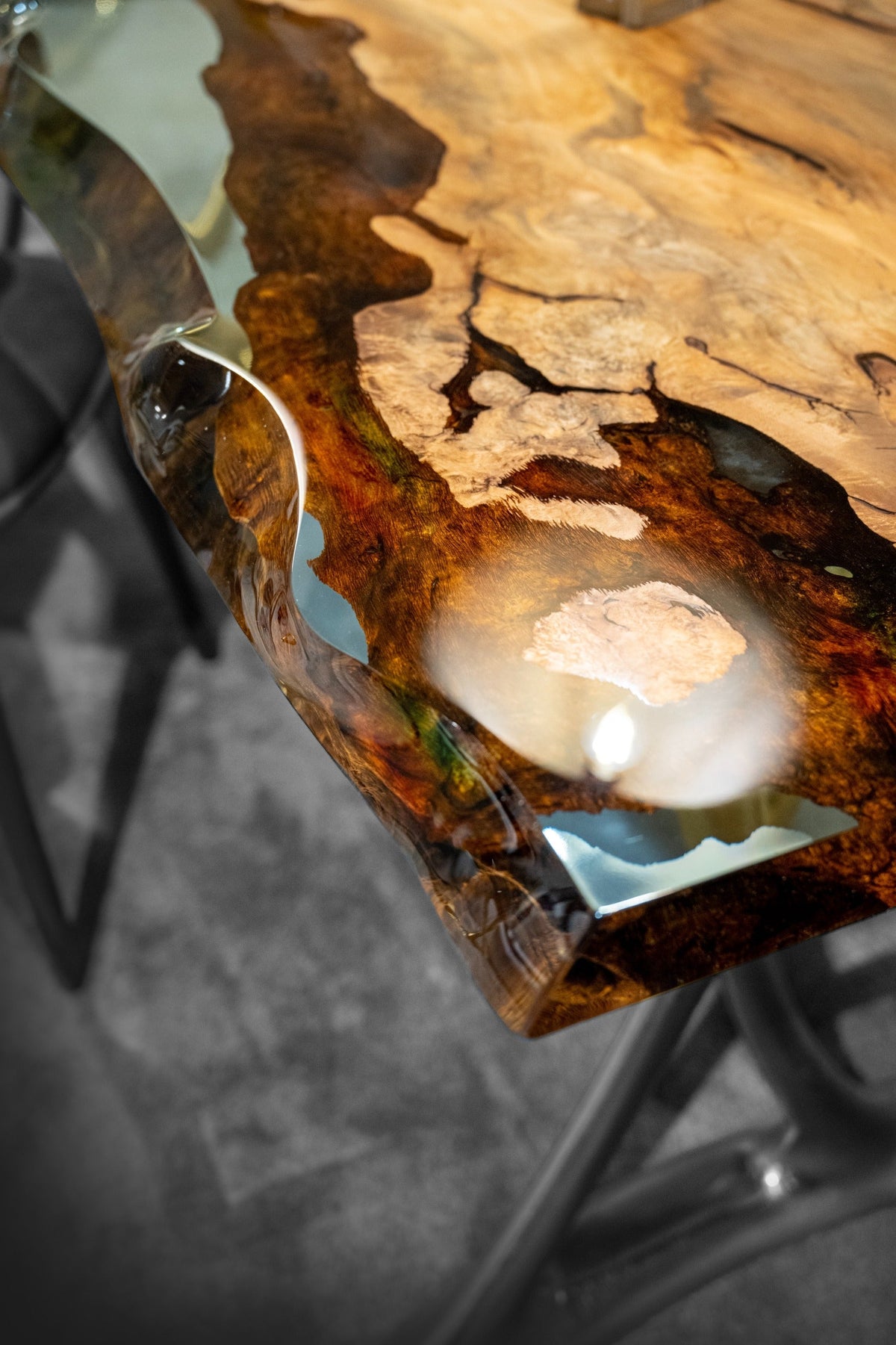 Resin Live Edge Console Table Made of Linden Wood - Foyer Table- Entryway Table — view 2