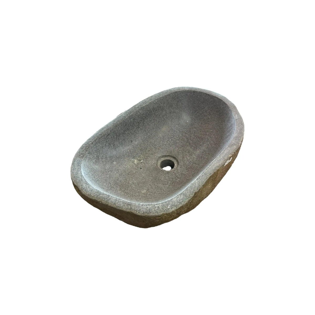 Stone Basin Sink with slightly rough texture and gray color against a white background.