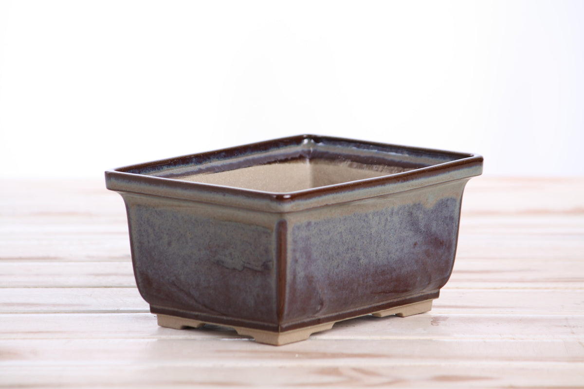 Rectangular ceramic bonsai pot 6 inch Starry Night — view 3
