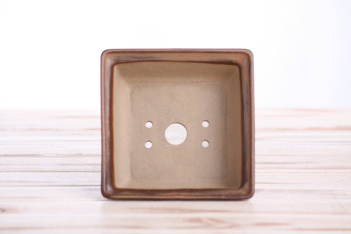 Square ceramic bonsai pot 5 inch Deep Stone — view 5