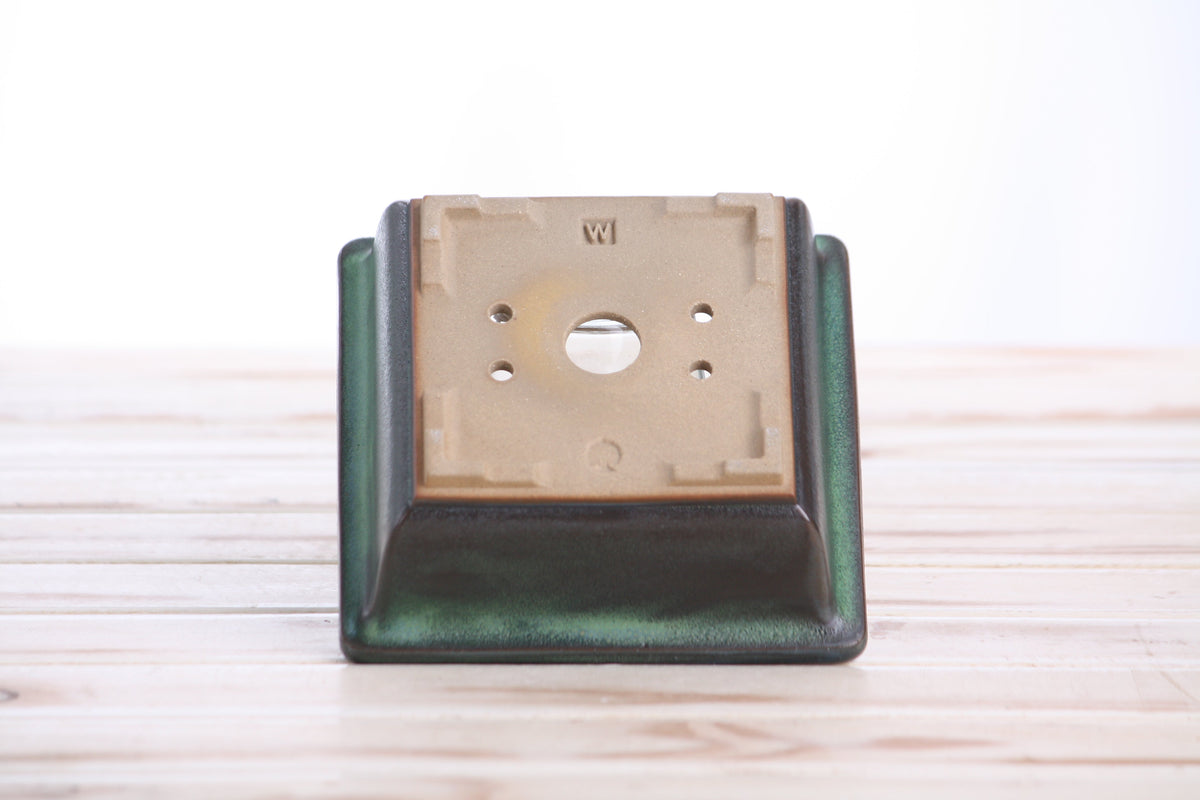 Square ceramic bonsai pot 5 inch Avocado — view 6