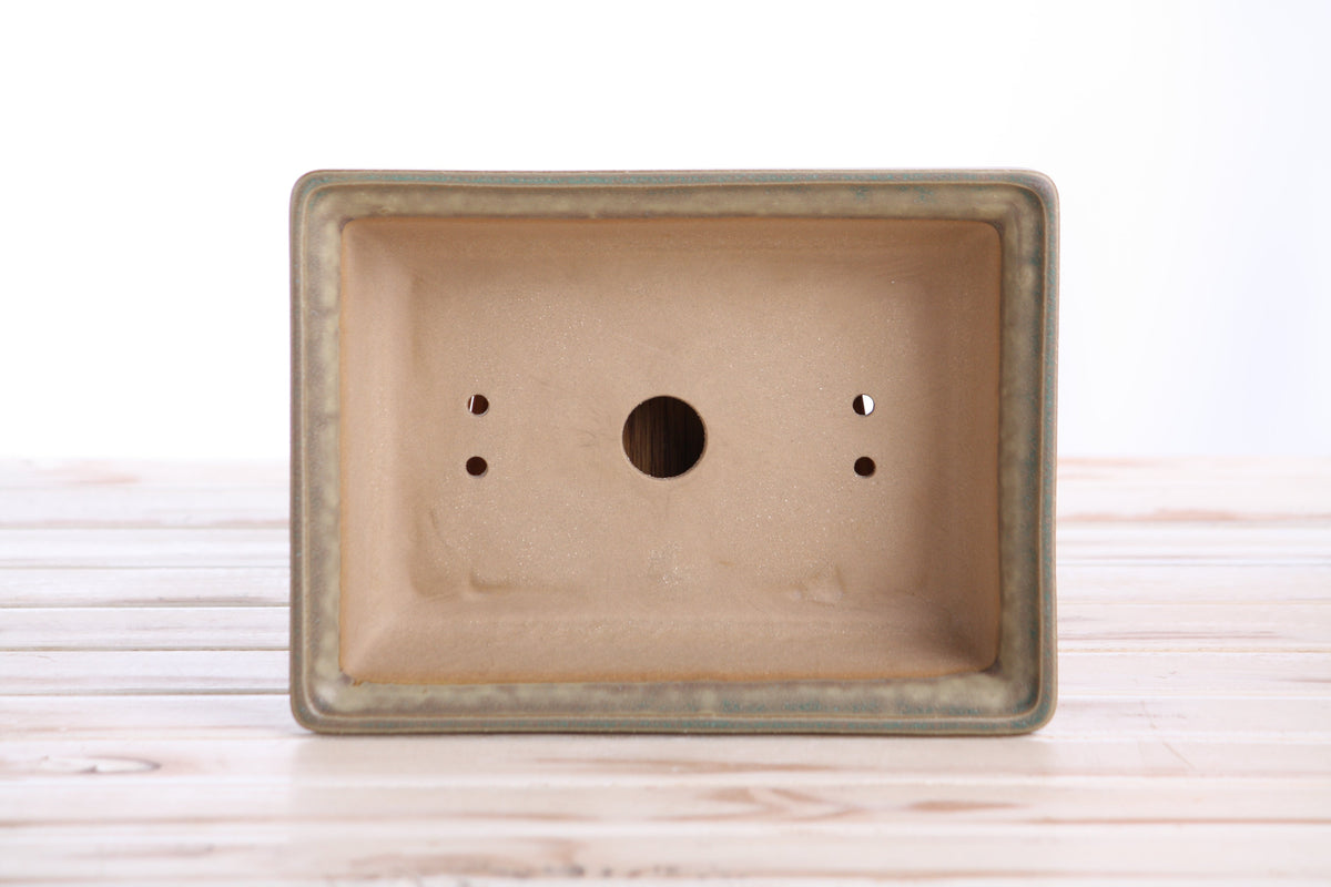 Rectangular ceramic bonsai pot 8 inch Speckled Moss — view 5