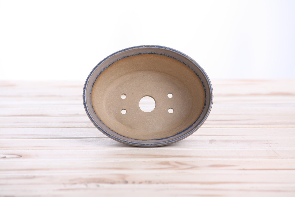 Oval ceramic bonsai pot 5.5 inch Ocean — view 5