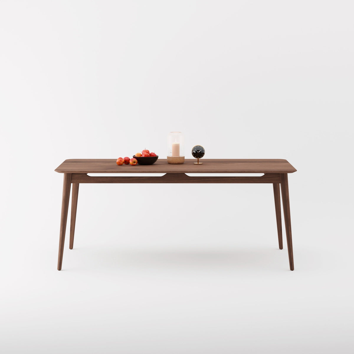 Solid Walnut Dining Set Tapered Legs Leather Seats, walnut, view 2