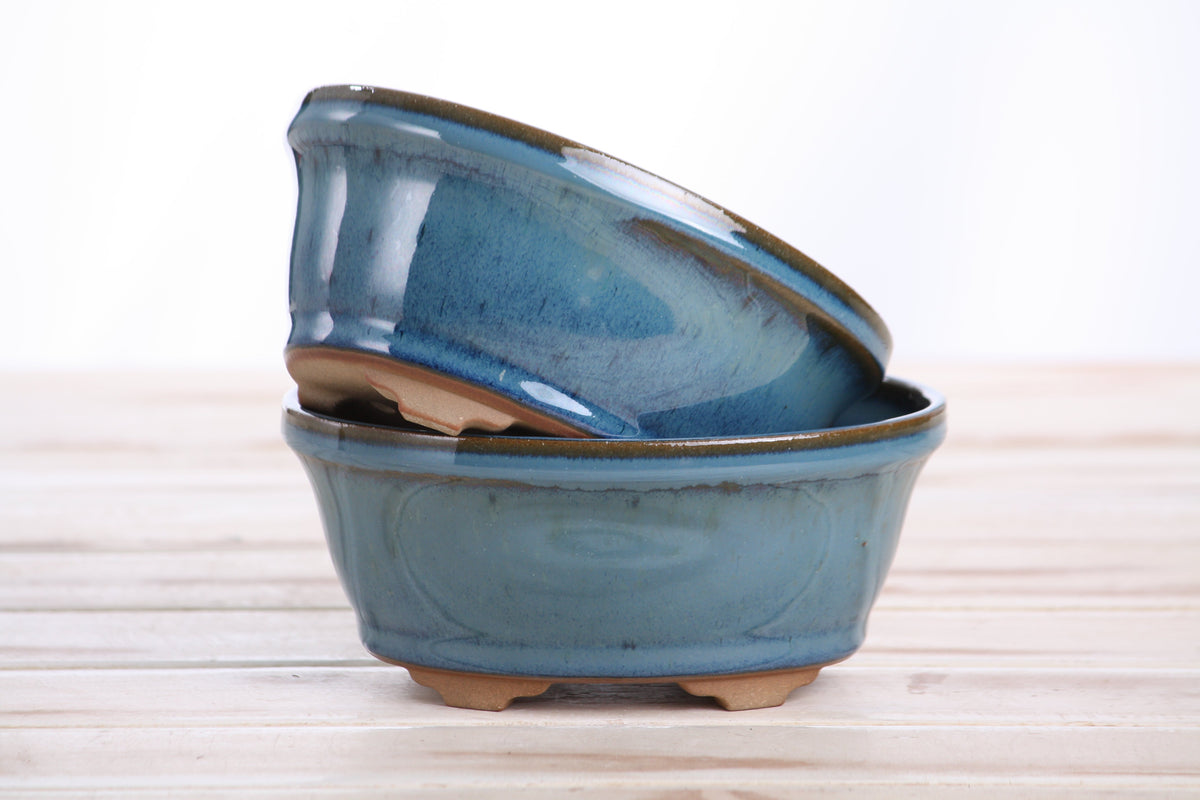 Oval ceramic bonsai pot 5.5 inch Peacock — view 7