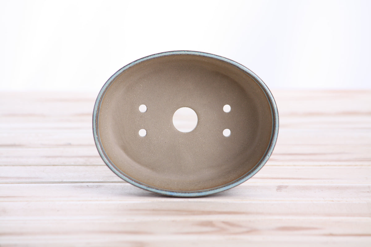 Oval ceramic bonsai pot 5 inch Glacier — view 5