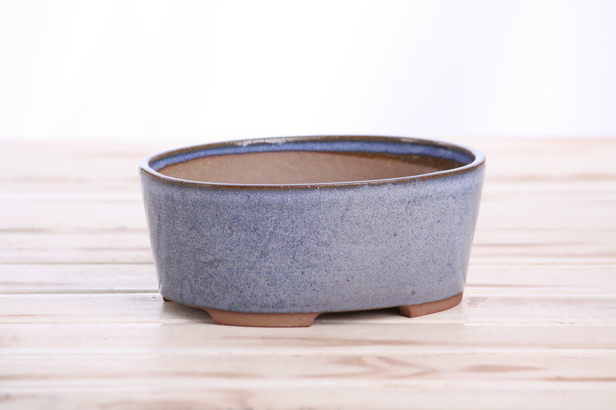 Oval ceramic bonsai pot 6 inch Denim — view 3