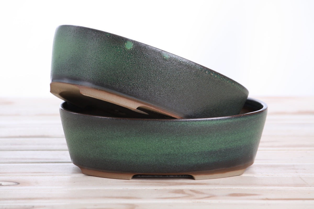 Oval ceramic bonsai pot 8 inch Avocado — view 7
