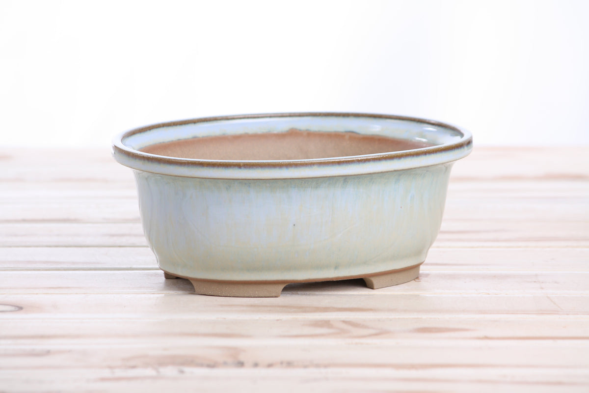 Oval ceramic bonsai pot 7.5 inch Glacier — view 3