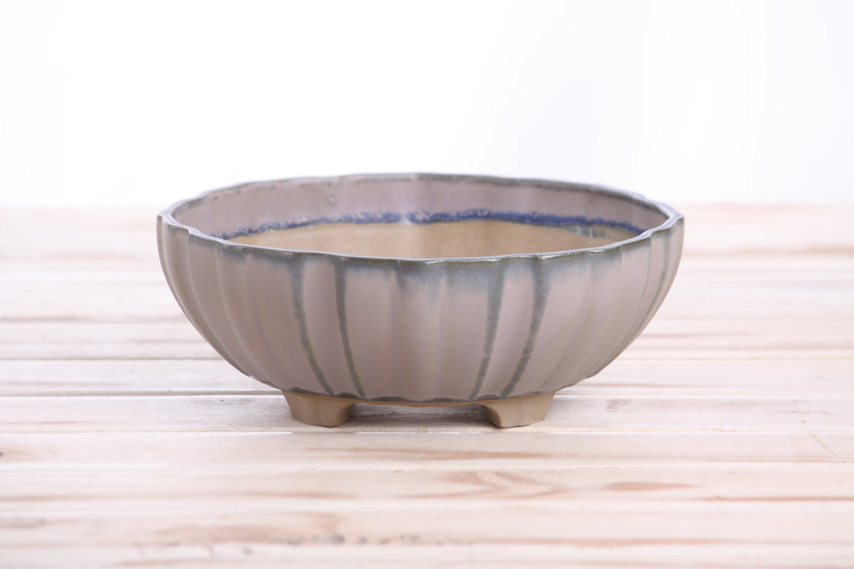 Round ceramic bonsai pot 7 inch Ocean — Lily Sculpted — view 2