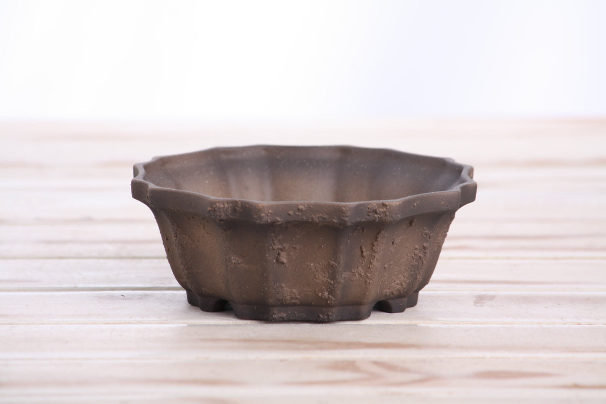 Ceramic bonsai pot 5 inch Limited Edition Textured Unglazed 5 inch — view 3
