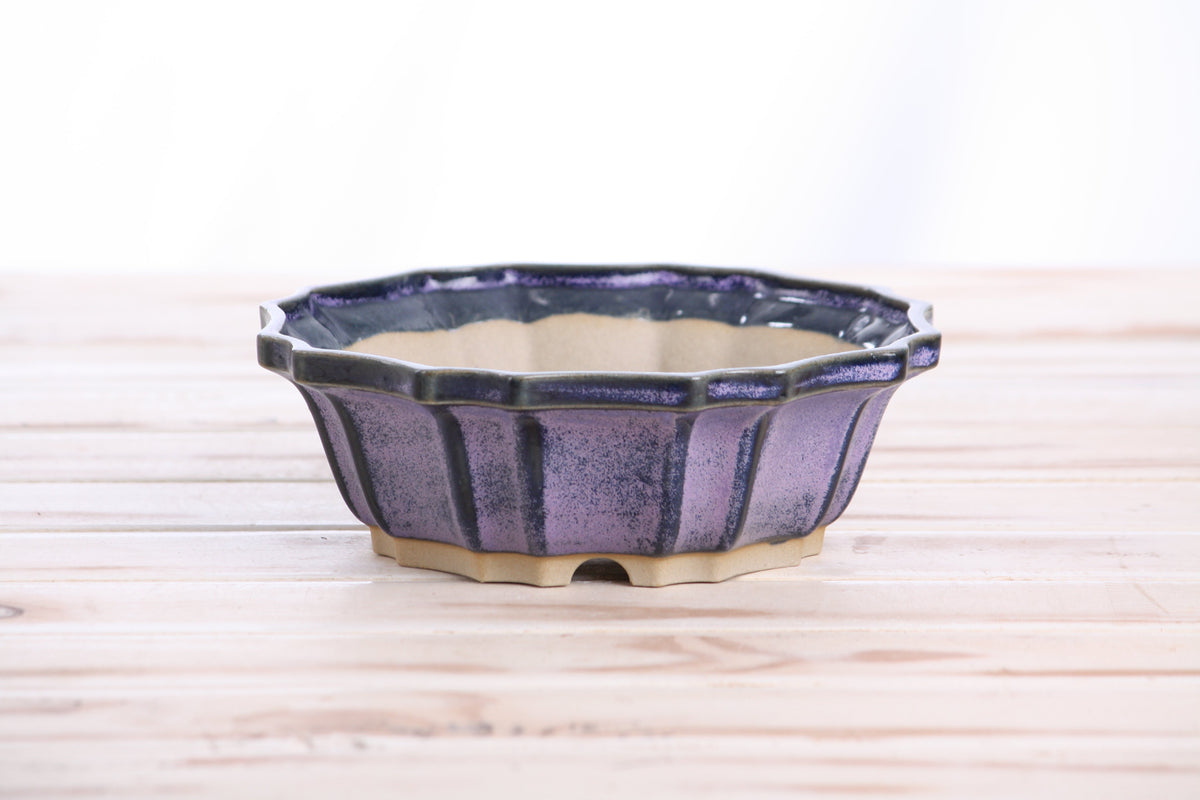 Ceramic bonsai pot 6.5 inch Purple — view 2