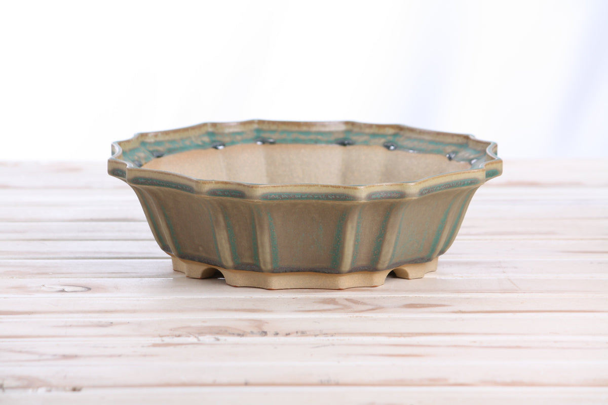 Ceramic bonsai pot 10 inch Speckled Moss — view 3