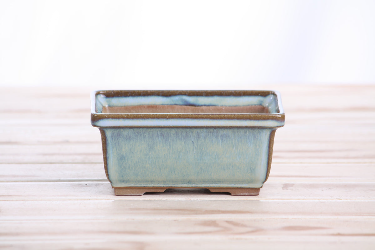 Rectangular ceramic bonsai pot 5 inch Glacier — view 2