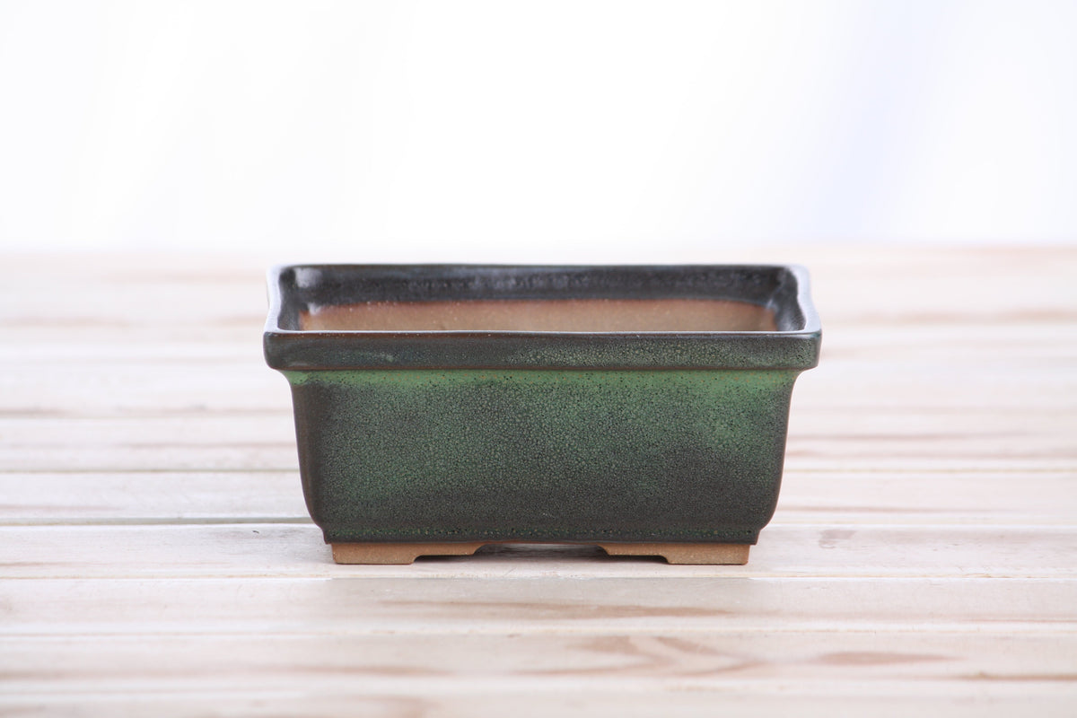 Rectangular ceramic bonsai pot 5 inch Avocado — view 2