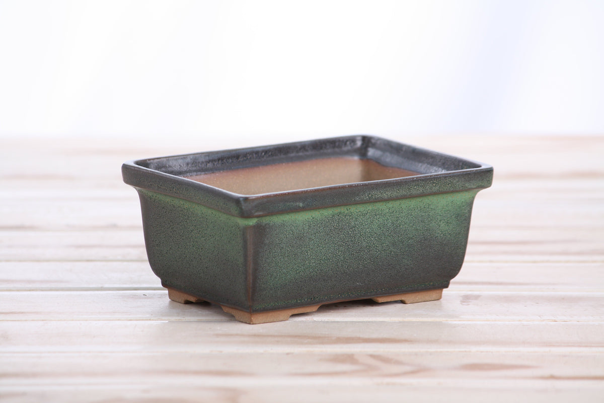 Rectangular ceramic bonsai pot 5 inch Avocado — view 3