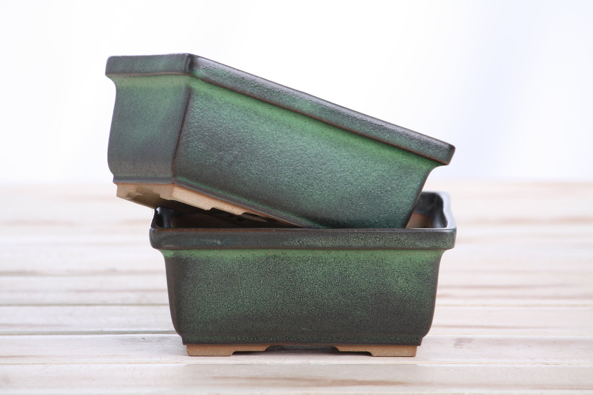 Rectangular ceramic bonsai pot 5 inch Avocado — view 7