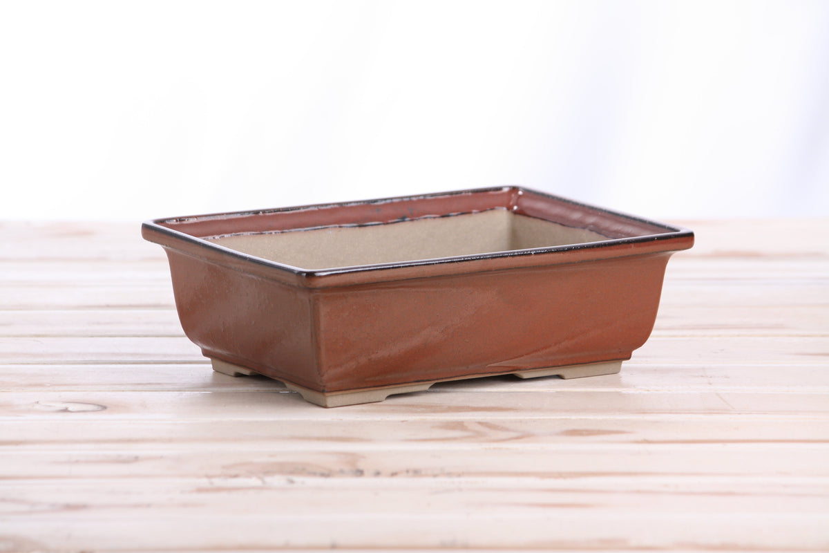 Rectangular ceramic bonsai pot 8 inch Sunset — view 3